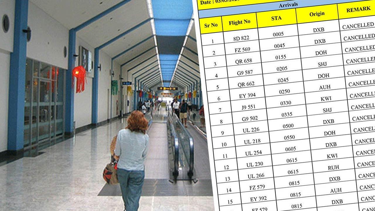 மத்திய கிழக்கு பயண விமானங்கள் இன்று 57 இரத்து