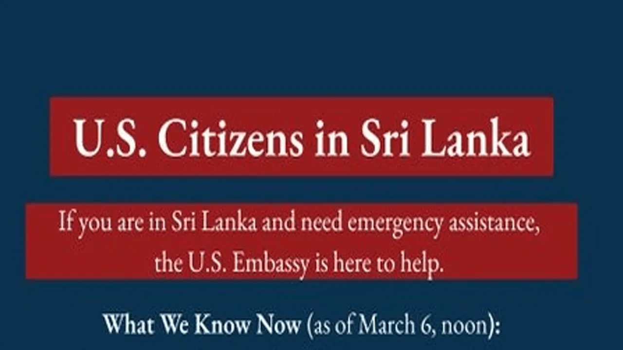இலங்கையில் உள்ள அமெரிக்க குடிமக்களுக்கான விசேட அறிவிப்பு